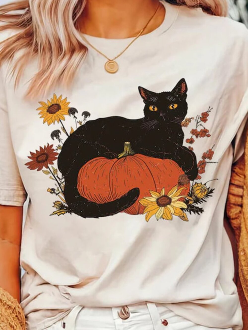 Cute Cat And Pumpkin Shirt, Fall Tee, Cat Lover Shirt